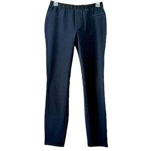 Lafayette 148 New York Dark Indigo Denim Elastic Waist Flat Front Slim Size P
